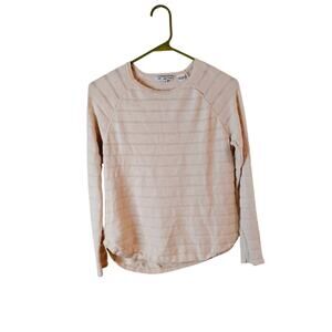 Women's S Eight Eight Eight Long Sleeve Beige Ribbed Lightweight Top 100% Cotton